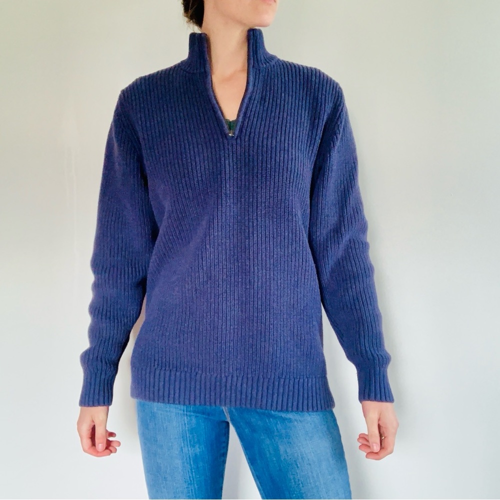 Duluth Navy Blue 100% Cotton Quarter Zip Pullover Sweater Women’s Size M